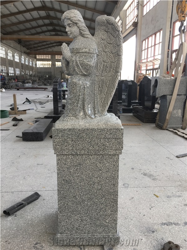 Angel Statue Sculpture Private Granite Columbarium Osscuary Cemetery
