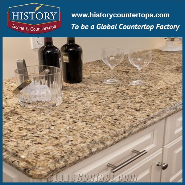 Brazil Gold Granite Countertops Kitchen Bar Top Island Worktop for Usa