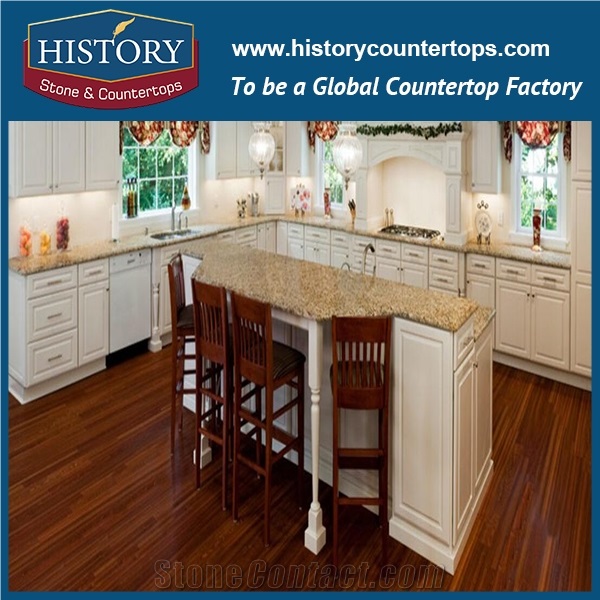 Brazil Gold Granite Countertops Kitchen Bar Top Island Worktop for Usa