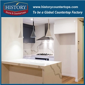 Man Made Stone Countertops,Hot Sale Calacatta White Quartz Kitchen Tops