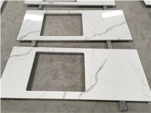 Calacatta White Kitchen Quartz Countertop Worktops Island Top