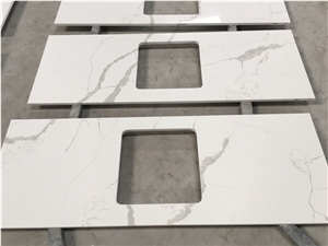 Calacatta White Kitchen Quartz Countertop Worktops Island Top