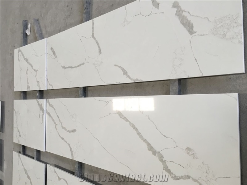 Calacatta White Kitchen Quartz Countertop Worktops Island Top