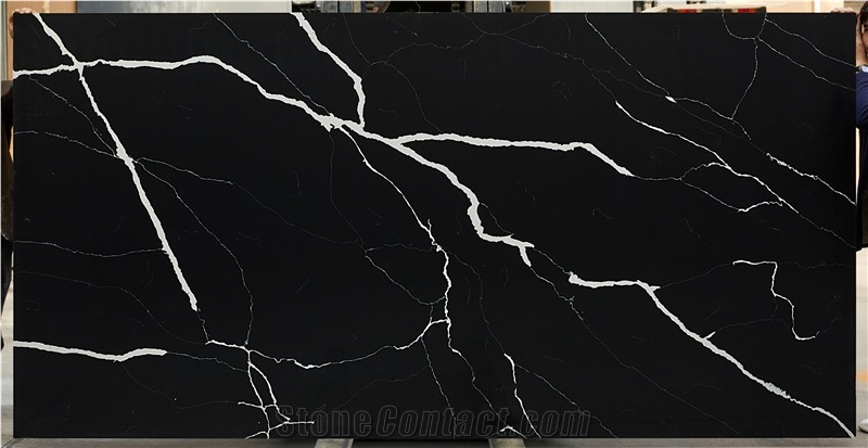 Quartz Slabs Calacatta Black 06 Vm-17912 Quartz Tiles Flooring&Walling