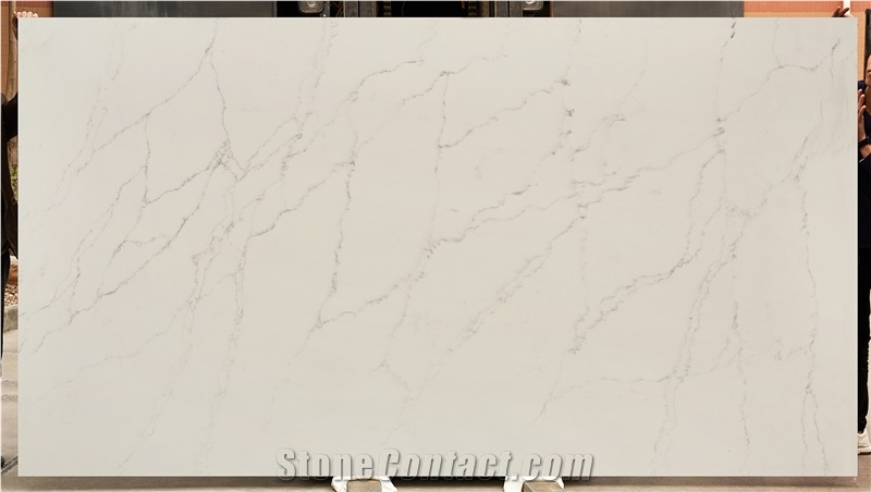 Quartz Slabs Snow White 14 Vm-17527 Quartz Tiles Flooring&Walling