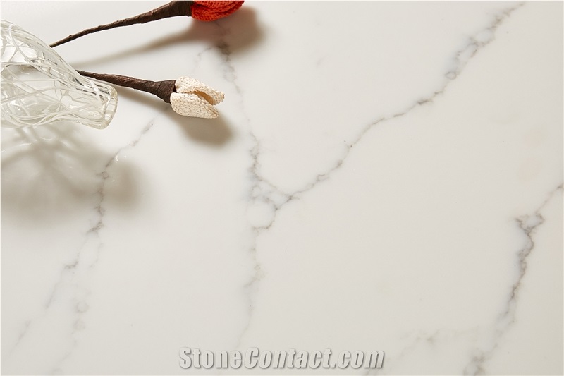 Quartz Slabs Snow White 14 Vm-17527 Quartz Tiles Flooring&Walling