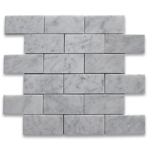 Bianco Carrara White Mixed Thassos Hexagon/Subway Mosaic Tiles