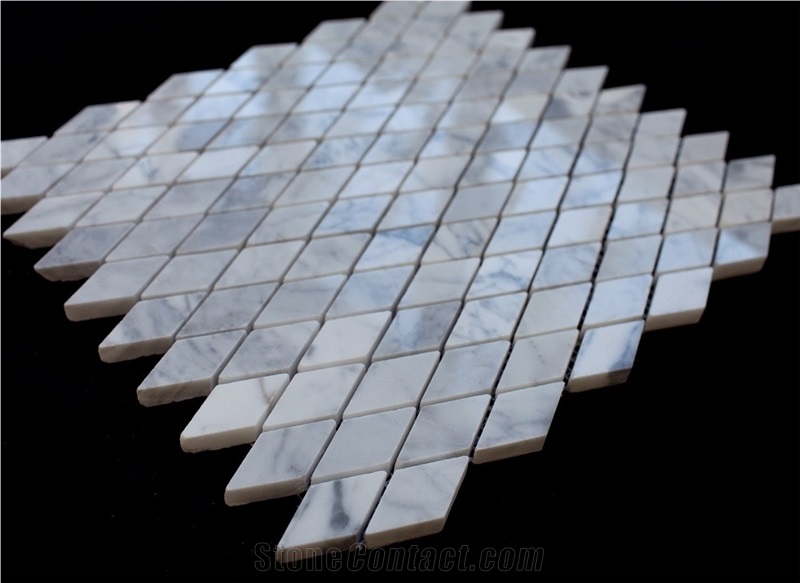 Bianco Carrara White Mixed Thassos Hexagon/Subway Mosaic Tiles