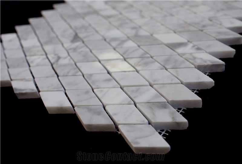 Bianco Carrara White Mixed Thassos Hexagon/Subway Mosaic Tiles