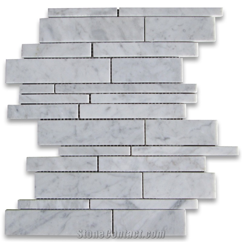 Bianco Carrara White Mixed Thassos Hexagon/Subway Mosaic Tiles
