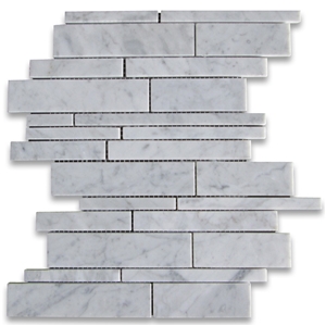 Bianco Carrara White Mixed Thassos Hexagon/Subway Mosaic Tiles