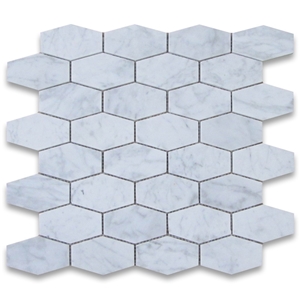 Bianco Carrara White Mixed Thassos Hexagon/Subway Mosaic Tiles