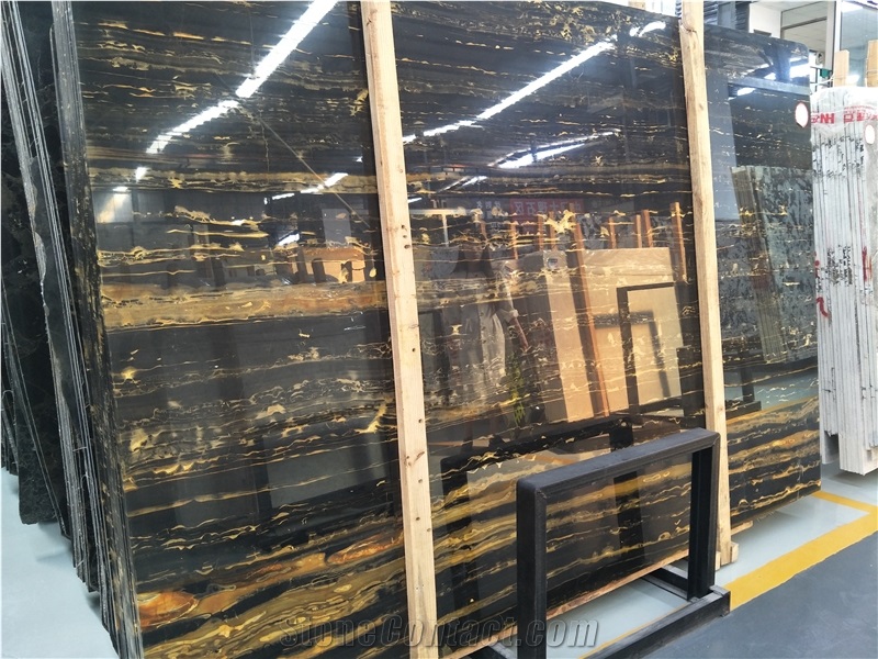 Black Golden Flower Marble Slab Polished High Quality,Home Decoration