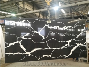 Black Marquina,Marble Look, Artificial/Engineered Quartz Stone/Slabs