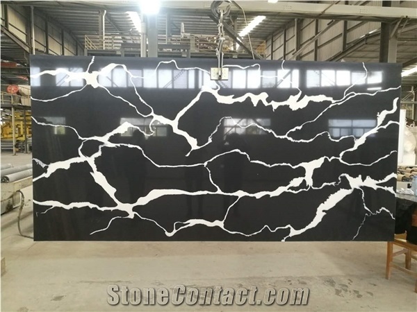 Black Marquina,Marble Look, Artificial/Engineered Quartz Stone/Slabs