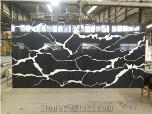Black Marquina,Marble Look, Artificial/Engineered Quartz Stone/Slabs