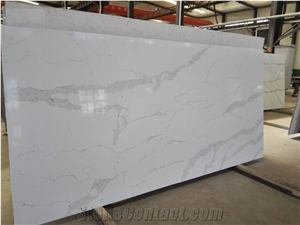 Calacatta White Marble Look Quartz Stone Solid Surfaces Polished Slabs
