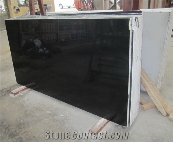 China Absolute Pure Black Nero Marble Panel Tile for Floor Covering