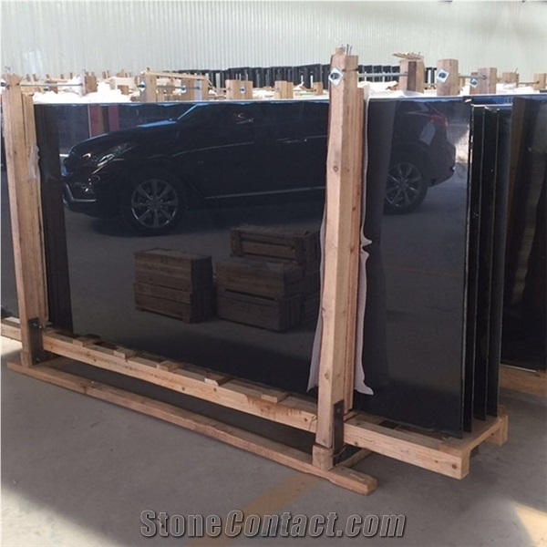 China Absolute Pure Black Nero Marble Panel Tile for Floor Covering