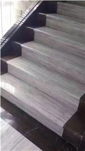 China Pujing Grey Wooden Marble Stairs & Steps,Floor Application