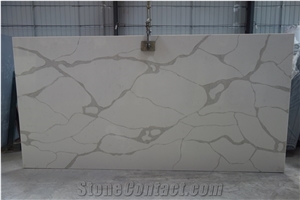China White Quartz Engineered Stone Artificial Slab Floor Wall Project