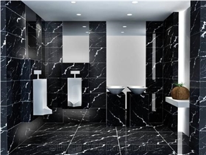 Floor Tile Slab Sizes Nero Marquina Black Marble with White Veins