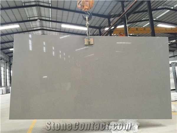 Grey Artificial Quartz Slab Wall Panel Environmental Building Material