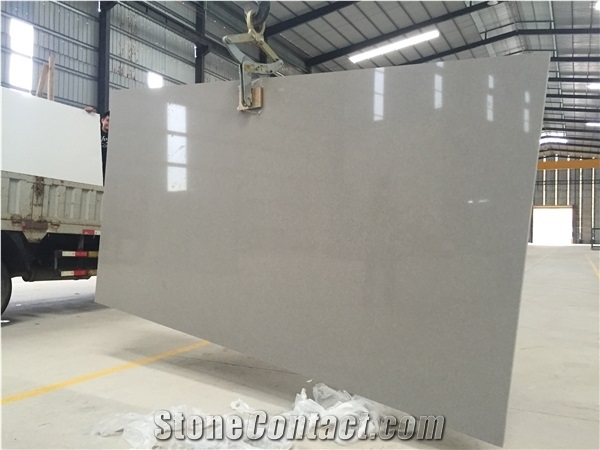 Grey Artificial Quartz Slab Wall Panel Environmental Building Material