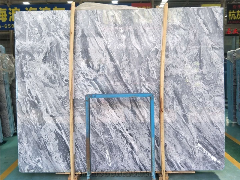 High Quality Silver Waves Grey Marble Slabs for Wall/Floor Decoration