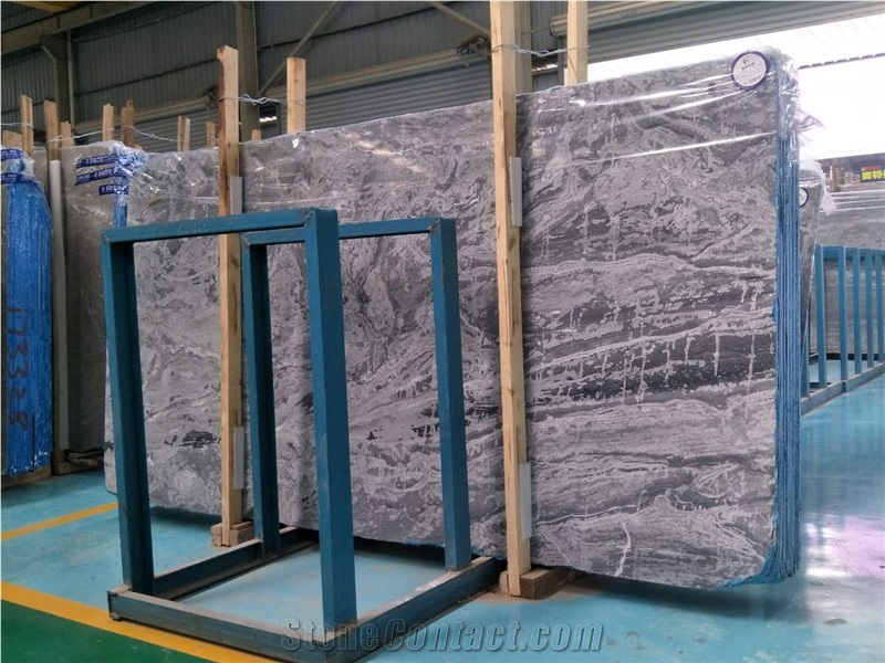 High Quality Silver Waves Grey Marble Slabs for Wall/Floor Decoration