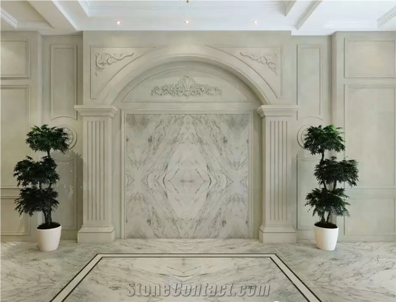 Ice White Jade Marble Wall Covering Polished Book Matched
