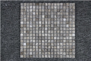 Iran Gray Travertine Polished Chipped Marble Mosaics, Tiles for Wall