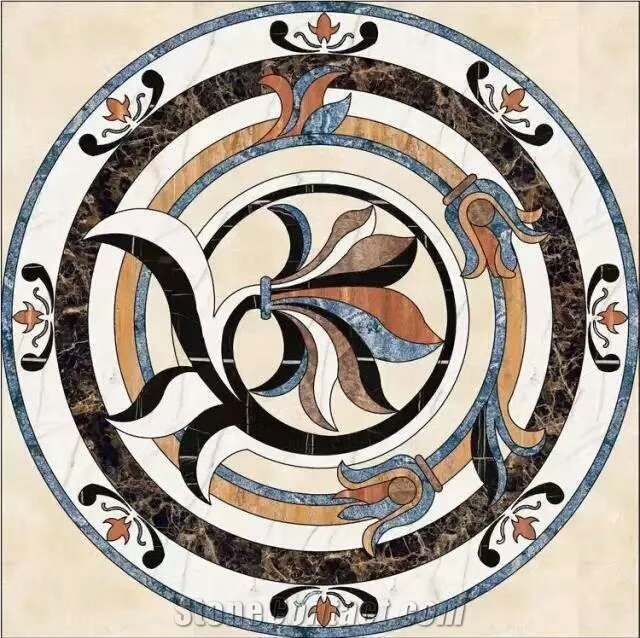 Mosaic Laminated Square Marble Waterjet Medallion/Building Decoration