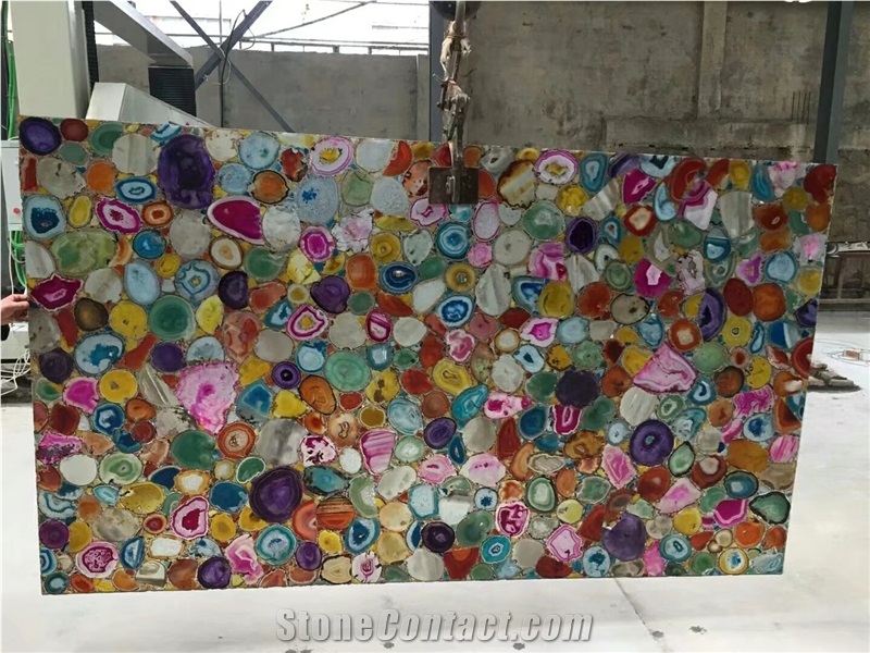 Multicolor Semiprecious Crystal Stone Slabs