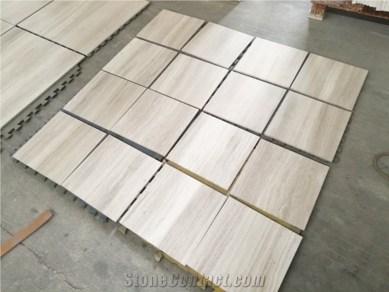 New White Wooden Grain Marble Tile, China Wood Vein Slab / Own Factory