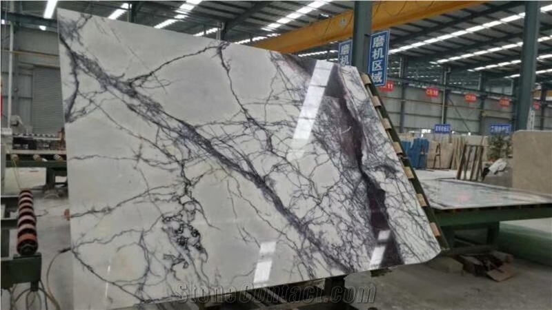 Newest Italy Ice Jade Marble White with Lilac Panttern Slabs & Tiles