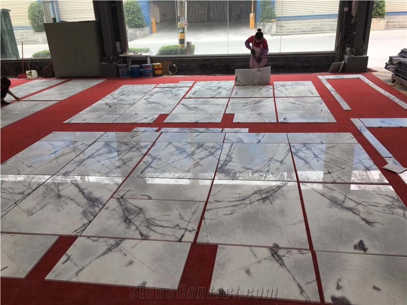 Newest Italy Ice Jade Marble White with Lilac Panttern Slabs & Tiles