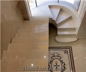 Ottoman Beige Marble Steps,Polished Marble Stair with Anti Slip