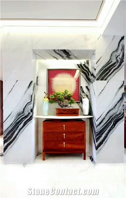 Panda White Marble Slabs Tiles Panel Hotel Wall, Floor Covering