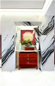 Panda White Marble Slabs Tiles Panel Hotel Wall, Floor Covering
