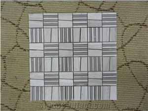 Polished Grey Wood Grain Marble Mosaic Design for Wall and Floor