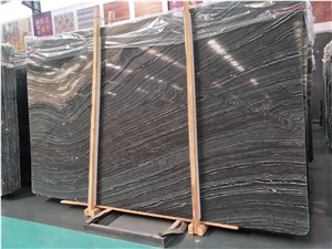 Polished Silver Wave Black Marble Slab&Tile,Chinese Grey Veins Natural