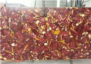 Red Gold Semiprecious Stone Slabs,Publice Places Decoration