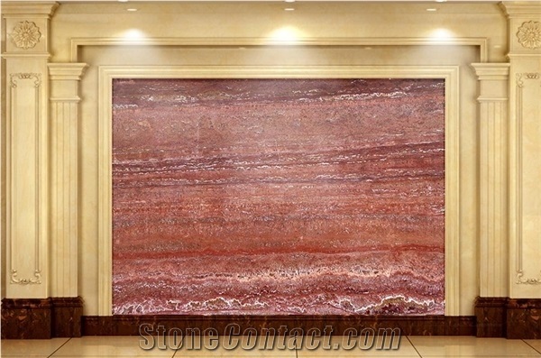 Red Travertine for Lobby, Bathroom,Toilet Use,Stone with Veins Pattern