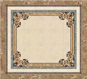 Square Laminated Composited Marble Waterjet Medallion/Polished
