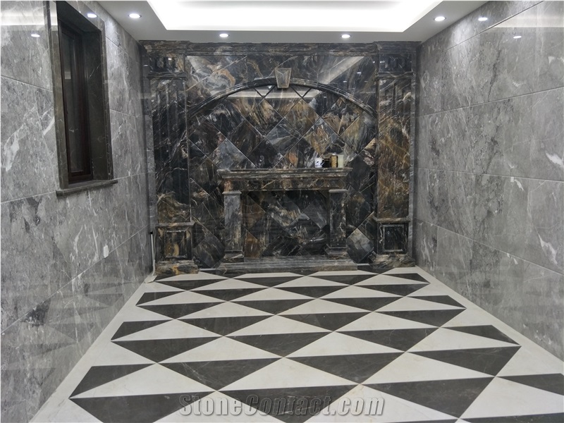 Turkey Dora Cloud Grey Project Interior Marble Wall & Flooring Design