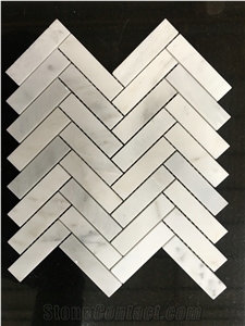 White Marble Mosaic, Middle Herringbone Pattern, Wall/Floor Tiles