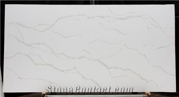 White Quartz Engineered Stone Artificial Slabs for Hotel Kitchen