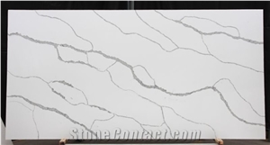 White Quartz Engineered Stone Artificial Slabs for Hotel Kitchen
