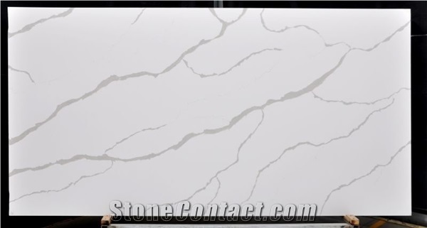 White Quartz Engineered Stone Artificial Slabs for Hotel Kitchen